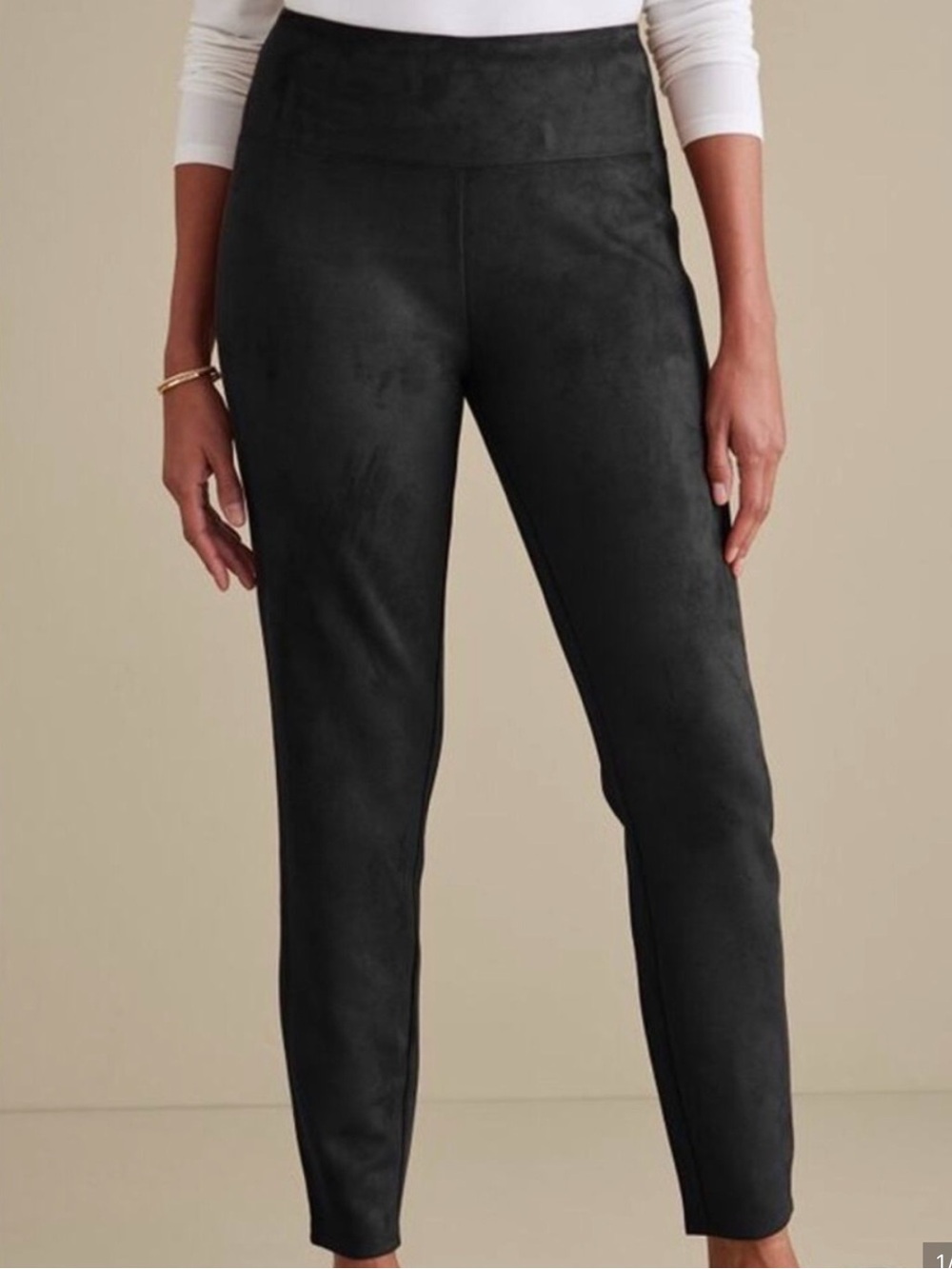 Soft Surroundings Women 2X Black Stretch Faux Suede Pull-On Ankle Leggings NWT